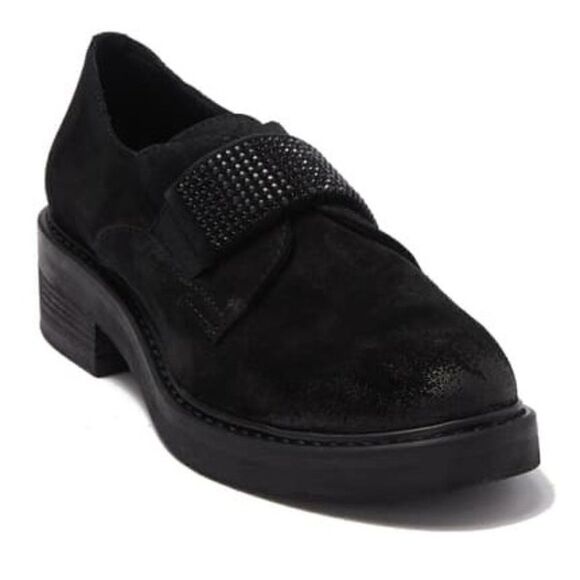 MANAS Embellished Block Heel Loafers Black 9.5 - Picture 1 of 14